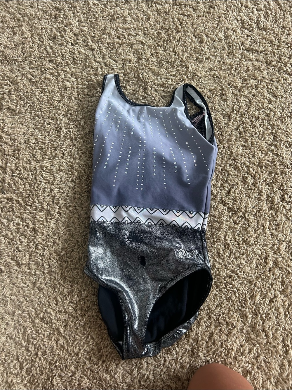 Silver and Gray Sparkle Gymnastics Leotard